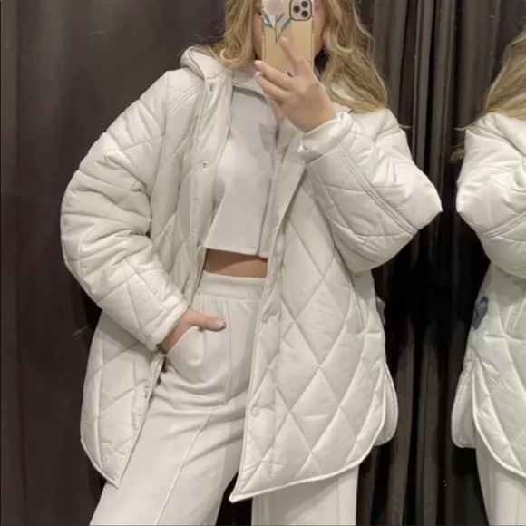 LAST 1!🔥ZARA OVERSIZED QUILTED PUFFER WATER REPELLENT COAT - Picture 7 of 16